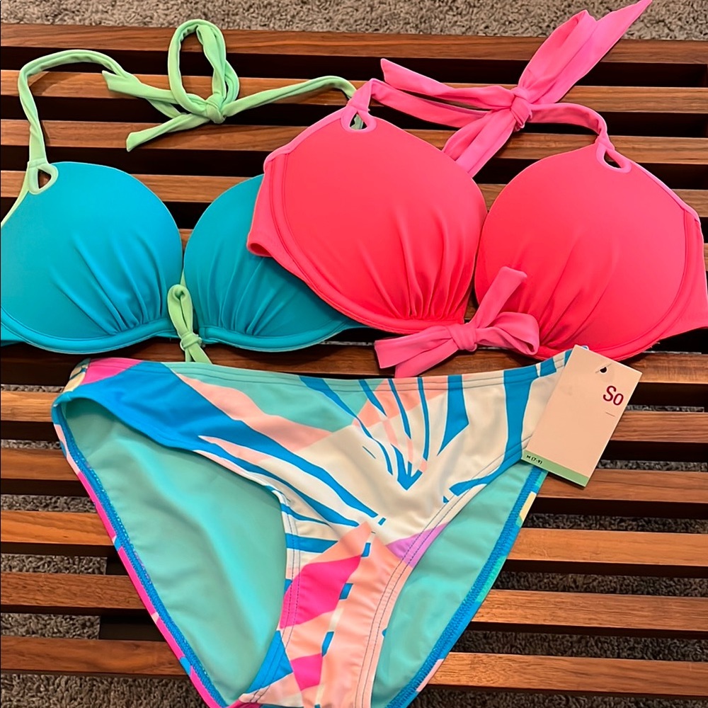 Victoria’s Secret Colorful Bikini Set of 3 pcs.  34 C/D